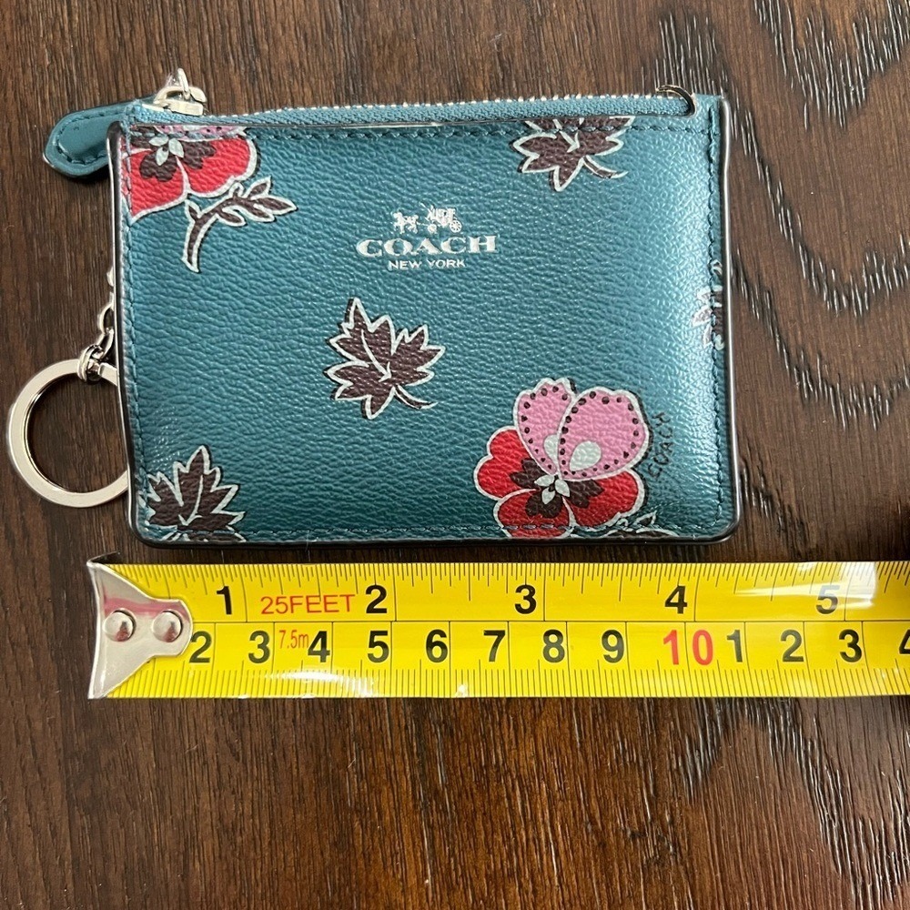 Coach Dark Teal & Wildlfower Mini Skinny ID Case - Picture 2 of 6